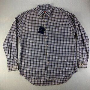 Austin Reed Shirt Mens Extra‎ Large Blue Brown Yellow Plaid Cotton Button Down